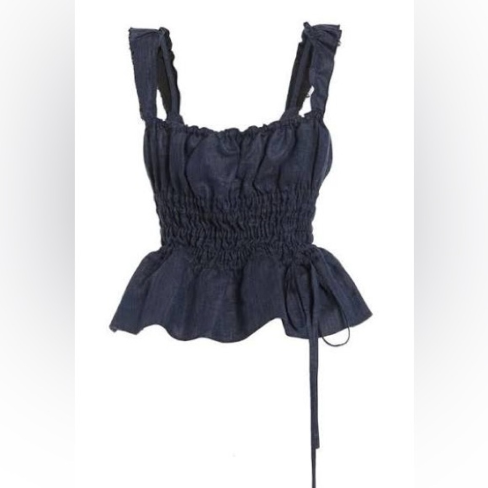 Brock Collection Black Ruched Bustier Tank Top